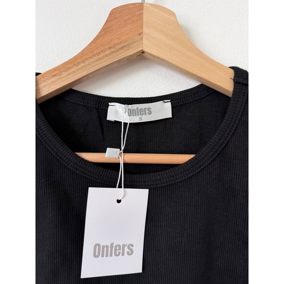 Women's Onfer Ribbed High Neck Sleeveless Top – Black – Size Small – NWT - Picture 3 of 4